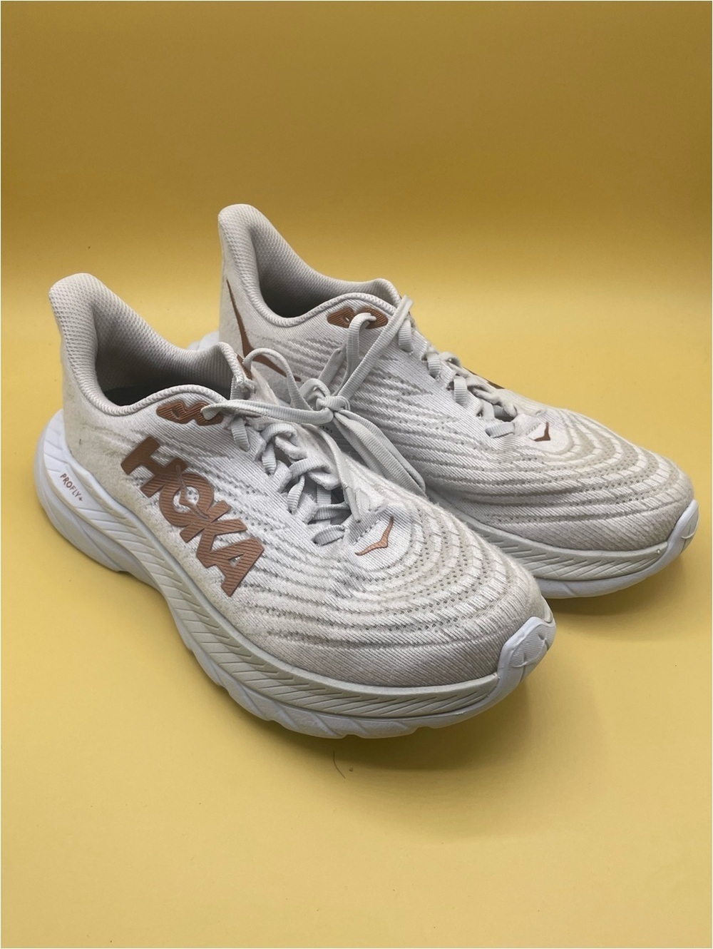 HOKA Women's Mach 5 in the White/Copper